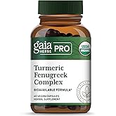 GAIA HERBS PRO Turmeric Fenugreek Complex - Daily Dietary Supplements for Active Lifestyle Support* - Herbal Nutrient Complex with Fenugreek Extract & Organic Turmeric - Vegan - 60 Capsules