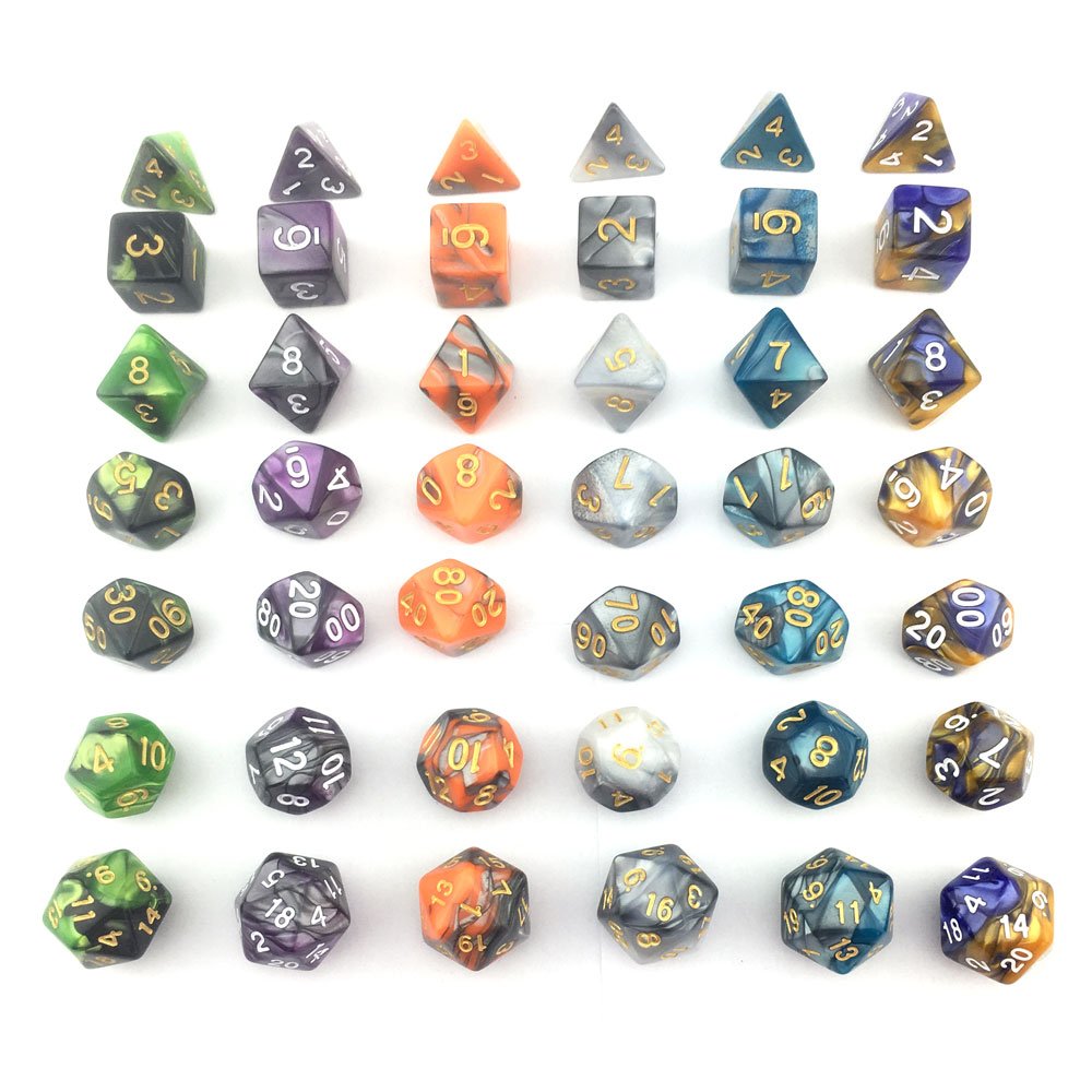 SmartDealsPro Double-Colors Polyhedral Dice Sets with Pouches for D&D DND RPG MTG Dungeon and Dragons Table Board Roll Playing Games D4 D6 D8 D10 D% D12 D20 (6-Color Sets)