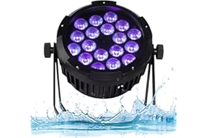 SHEHDS Par Lights IP65 Waterproof Outdoor LED 18x18W RGBWA+UV 6in1 Colors Stage Wash/Strobe Lights DMX512 Sound Activated Fanless Muted DJ Lights Party Lights for Outside Party Wedding Holiday