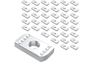 Jayseon 40 Pcs 3/8"-16 Strut Channel Nuts, Carbon Steel, Dacromet Finish, Industrial Grade, T-Nut, Fully Threaded, 3/8"-16, 0.375" Diameter, 0.25" Pitch, Flat Head, Silver