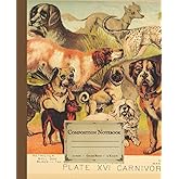 Composition Notebook: Beautiful College Ruled Notebook with Vintage Dogs Illustration 7.5" x 9.75", 110 pages, perfect gift for nature and animal lovers