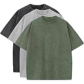 CIATLLLAIT Men's Oversized Tshirts - Vintage Blotchy Faded Effect Cotton Tee Loose Fit Casual Gym Workout Shirts for Men
