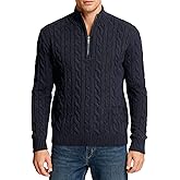 CHICHICFAD Men's 100% Wool Cable Knitted Quarter Zip Pullover Sweater Tops
