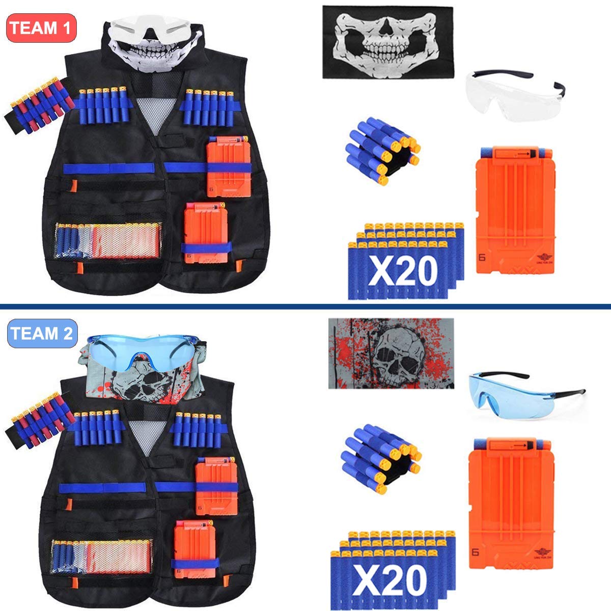 2 Sets Tactical Vest Kits for Nerf Gun 2 Pack NStrike Elite Tactical