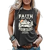 Faith Can Move Mountains Tank Top Women Christian Sleeveless Shirt Religious Faith Vest Shirt Camping Hiking Tee Tops
