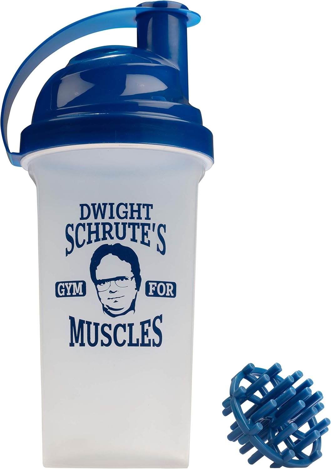 The Office Protein Shaker Bottle - Dwight Schrute's Gym for Muscles - 25 oz Shaker Bottle with Wisk Ball - Funny Design for Office Fans - Official Merchandise