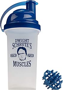 The Office Protein Shaker Bottle - Dwight Schrute's Gym for Muscles - 25 oz Shaker Bottle with Wisk Ball - Funny Design for Office Fans - Official Merchandise