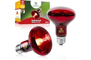 REPTI HOME Infrared Reptile Heat Lamp Bulbs, 2 Pack 100W Reptile Infrared Basking Spot Lamp Bulb, Red Heat Lamp Bulbs for Rep