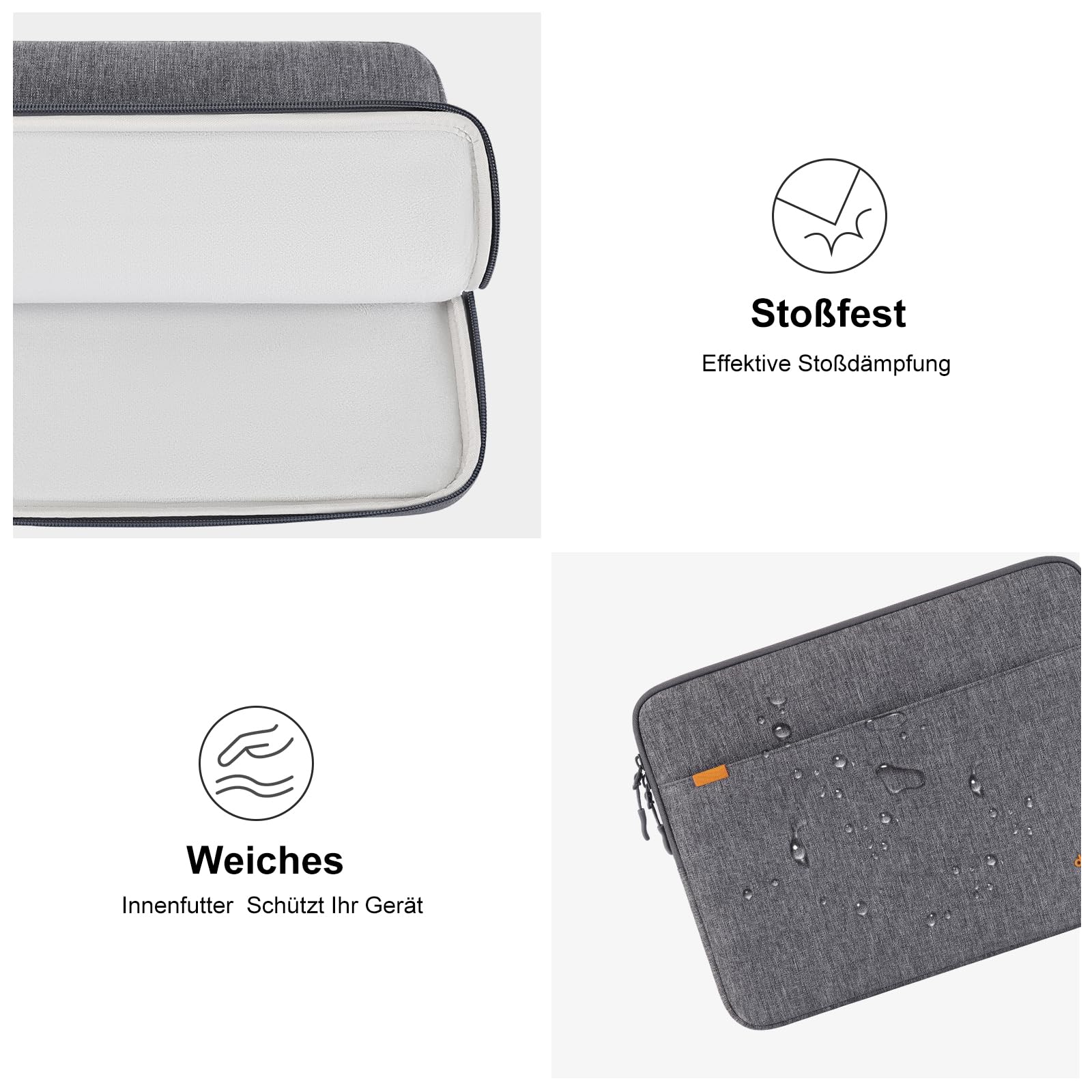 DOMISO 13 Zoll Laptoptasche Laptop Tasche Hülle Notebook Sleeve Case Bag Schutzhülle Kompatibel mit Mac Book Air 13 M4 M3 M2,MacBook Pro M2,ipad Air,Dell,Lenovo Laptophülle mit Zubehörtasche,Grey 7