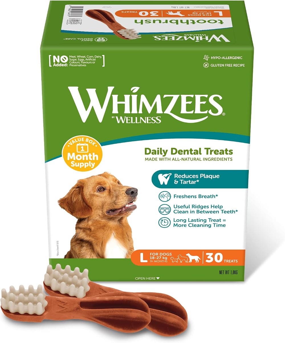 Whimzees Toothbrush L Month Box 30 Pieces Dog Dental Sticks Large Breed