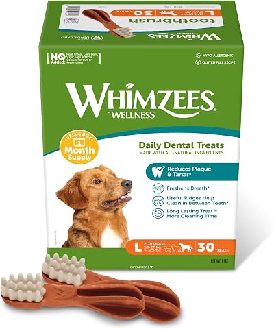 Whimzees Toothbrush L Month Box 30 Pieces Dog Dental Sticks Large Breed