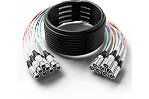 PRORECK 50ft Snake Cable, 8-Channel Shielded Audio Cable XLR Male to XLR Female, with Color-Marked Connectors for Professional Stage, Studio, and Live （PR-XLR/XLR-8 * 50）