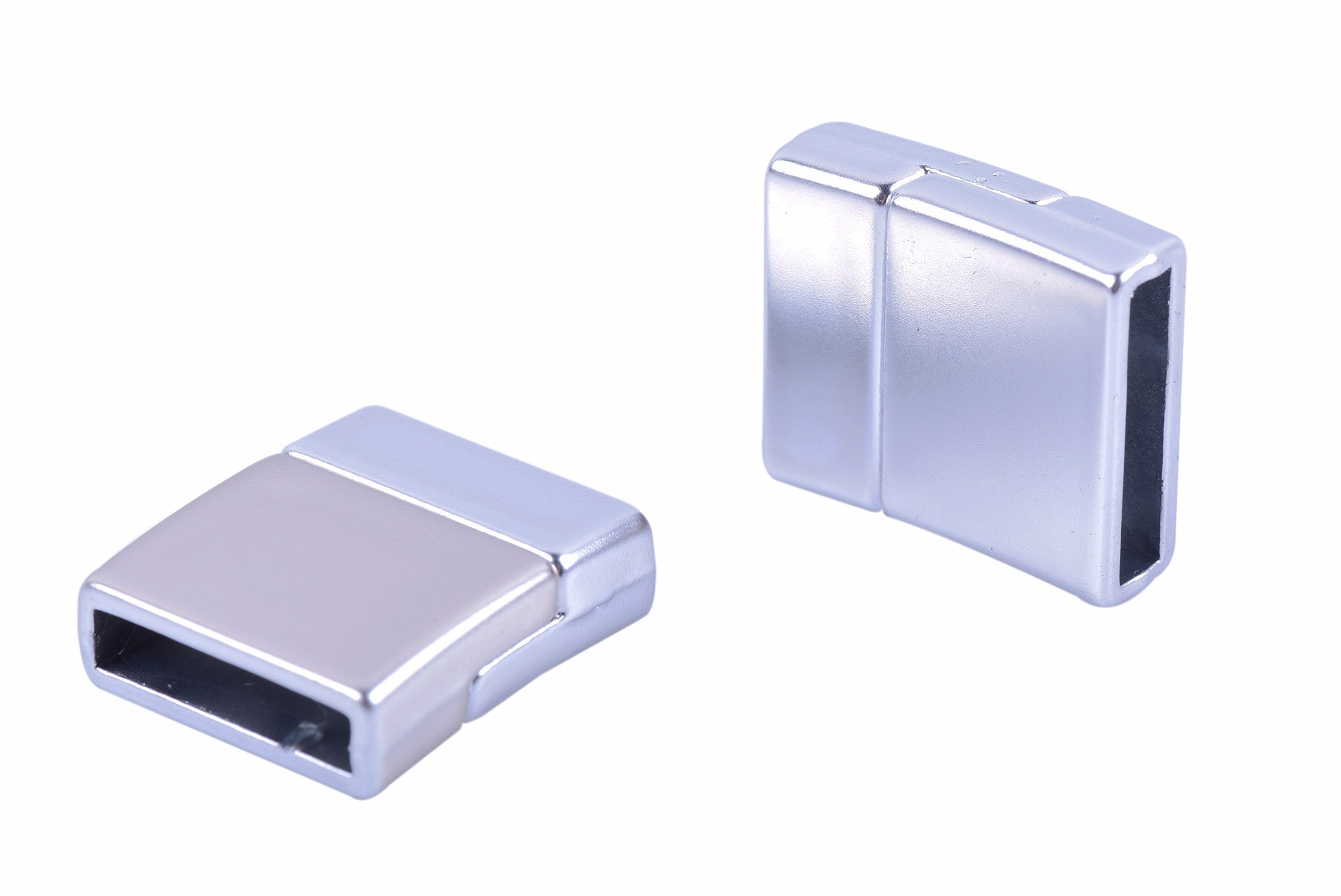 KONMAY 5 Sets 15.0x3.0mm Magnetic Jewelry Bracelet Clasps,Rectangle Shaped, Matte Silver