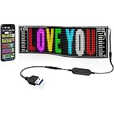 RAYHOME Scrolling Bright Advertising LED Signs, Flexible USB 5V LED Car Sign Bluetooth App Control Custom Text Pattern Animation Programmable Display for Store Car Bar Hotel (15''x4'')