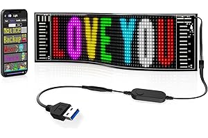 RAYHOME Scrolling Bright Advertising LED Signs, Flexible USB 5V LED Car Sign Bluetooth App Control Custom Text Pattern Animation Programmable Display for Store Car Bar Hotel (15''x4'')