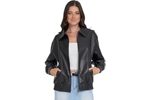 Steve Madden Leather Jacket Women – Faux Leather Oversized Bomber Jacket Women, Plus Size Motorcycle Jackets