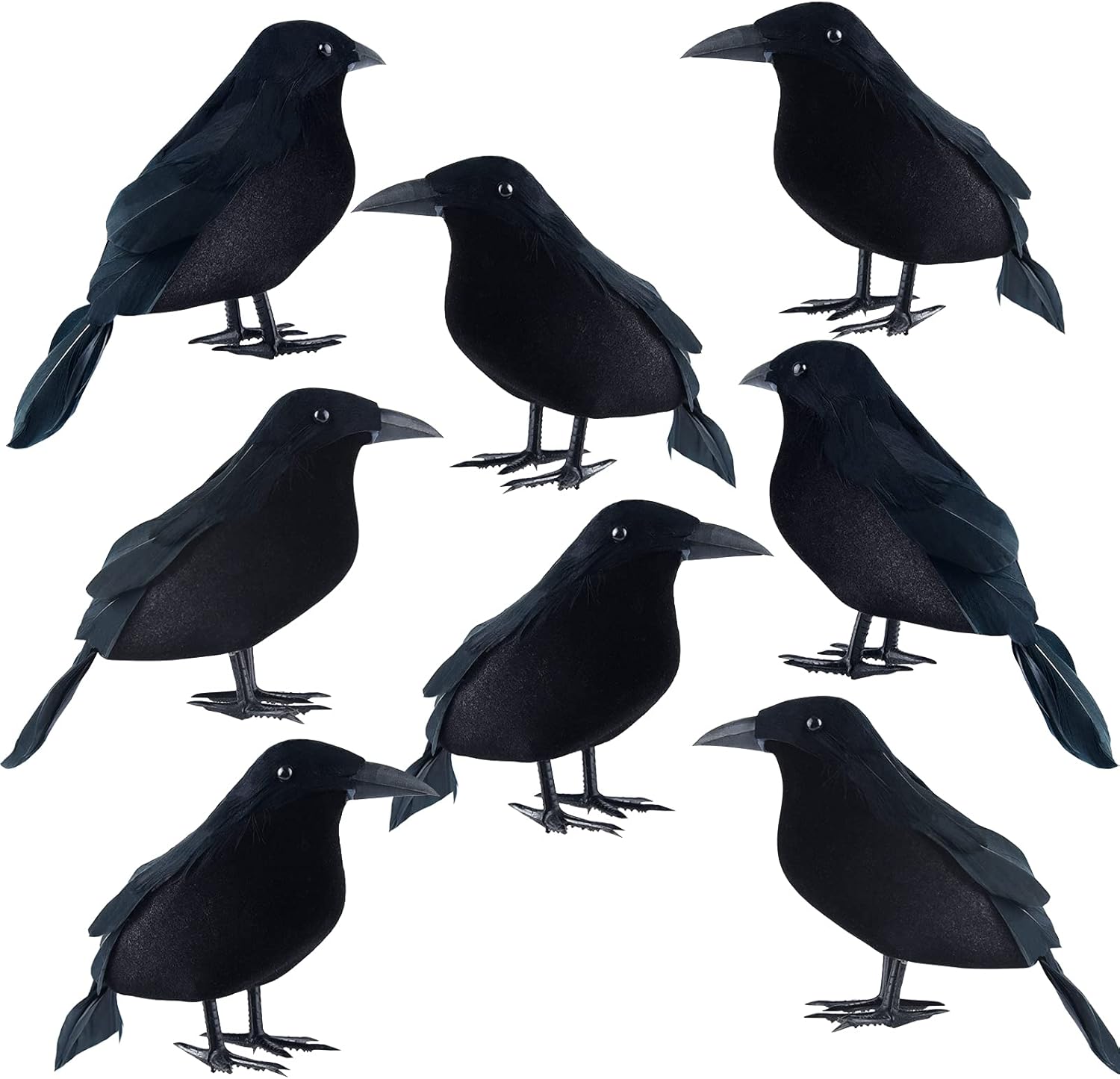 Holiday Décor Storage - MIAHART 8 Pack Realistic Crows for Halloween Decorations Black Feathered Crow Prop Black Raven Decor for Halloween Party Decorations
