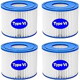 Future Way Hot Tub Filter Replacement for SaluSpa Hot Tub Filters, Type VI Spa Filter Compatible with All Coleman SaluSpa Inflatable Hot Tub and Lay-Z Spa, 4 Pack