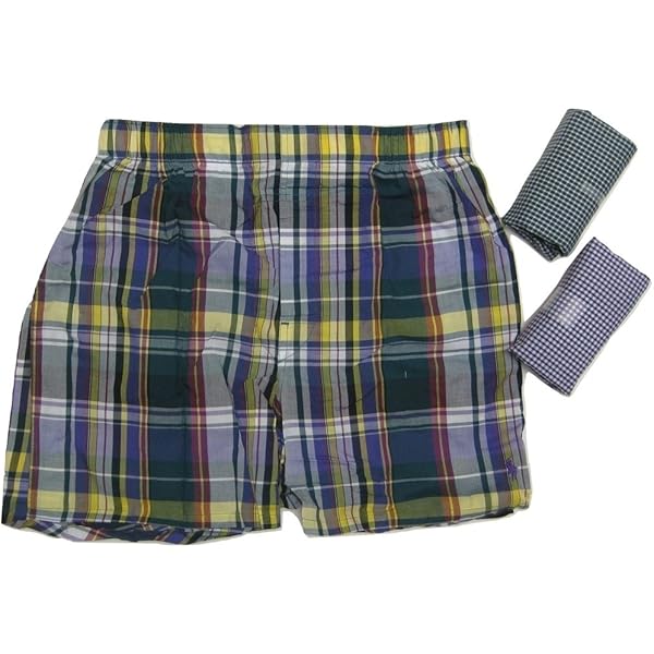 IDORIC Men's Woven Cotton Boxer Shorts - Pack of 5, Men's Loose Boxer Shorts, Classic Plaid Underpants Multipack, Set7-5p