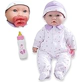 JC Toys - La Baby | Caucasian 16-inch Medium Soft Body Baby Doll | Washable | Removable Purple Outfit w/Hat and Pacifier | for Children 12 Months +