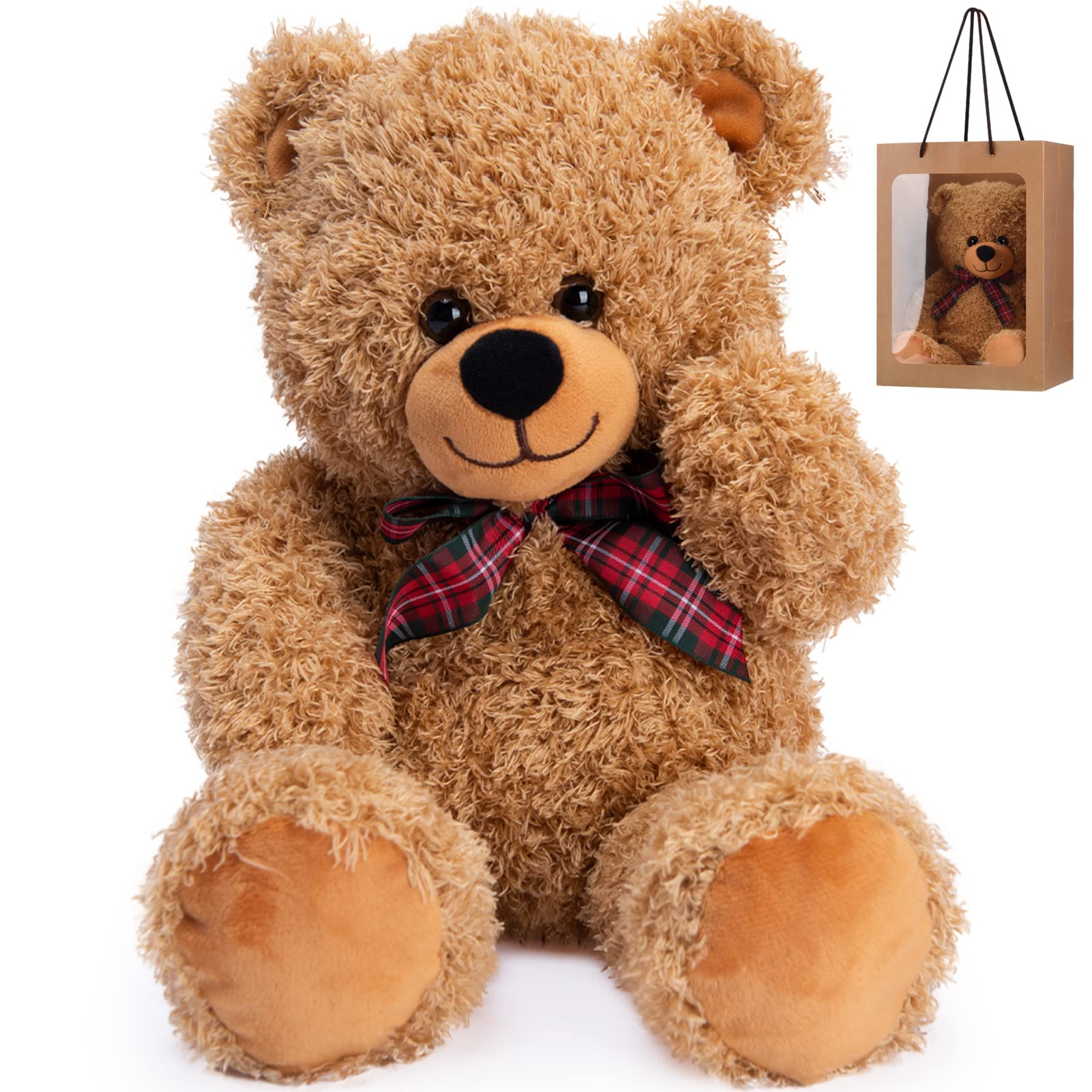 Bebamour 45cm Teddy Bear Baby Stuffed Animals Soft Toys Teddy Bears for Girs Gifts, Christening, Baby Shower, Birthday, Christmas Toys for Kids (Light Brown)