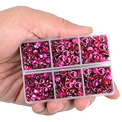 LPBeads 6400 Pieces Hotfix Fuchsia Rhinestones Flat