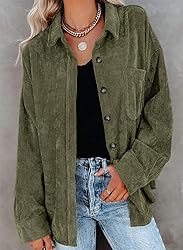 ZOLUCKY Womens Casual Corduroy Shacket Jacket