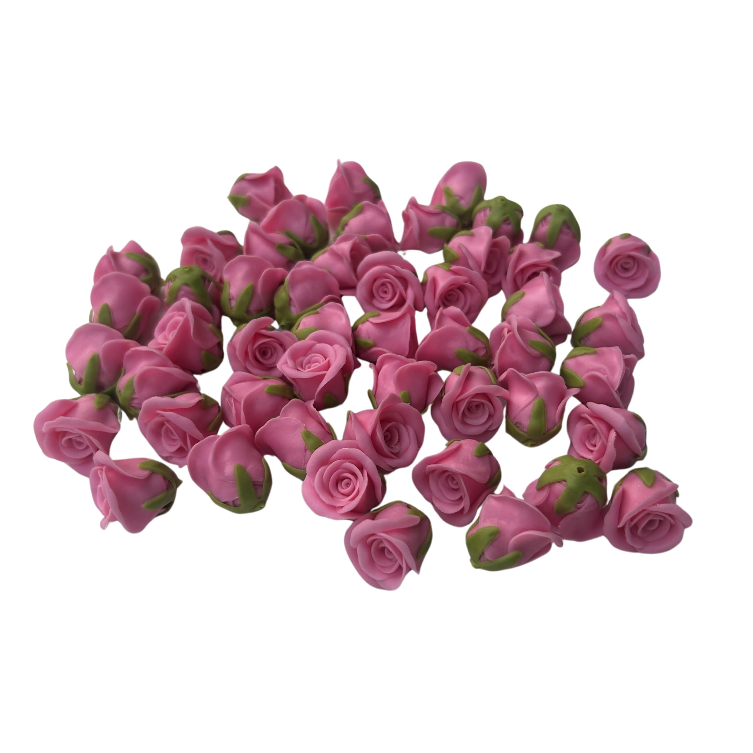 Photo 1 of 50 PCS Large Clay Rose Flower Beads for Jewelry Making Lei DIY Craft Supplies (Pink)