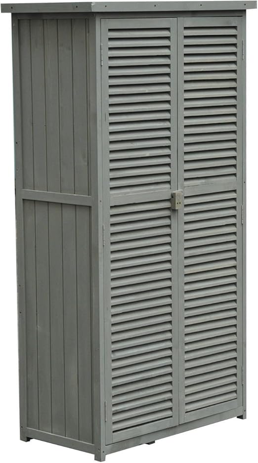 Outsunny Gerateschuppen Geratehaus Gerateschrank Gartenschrank Gartenhaus Schuppen Holz Natur Grau 87x46 5x160cm Grau Amazon De Kuche Haushalt