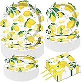 50 Guests Lemon Party Decorations Plates and Napkins Yellow Lemons Summer Party Supplies for Birthday Baby Shower Lemon Theme Disposable Plates Tableware Set 200 PCS