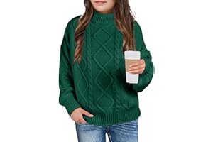 XUBA Girls Sweater Pullover Cable Knit Long Sleeve Turtleneck Chunky Warm Top