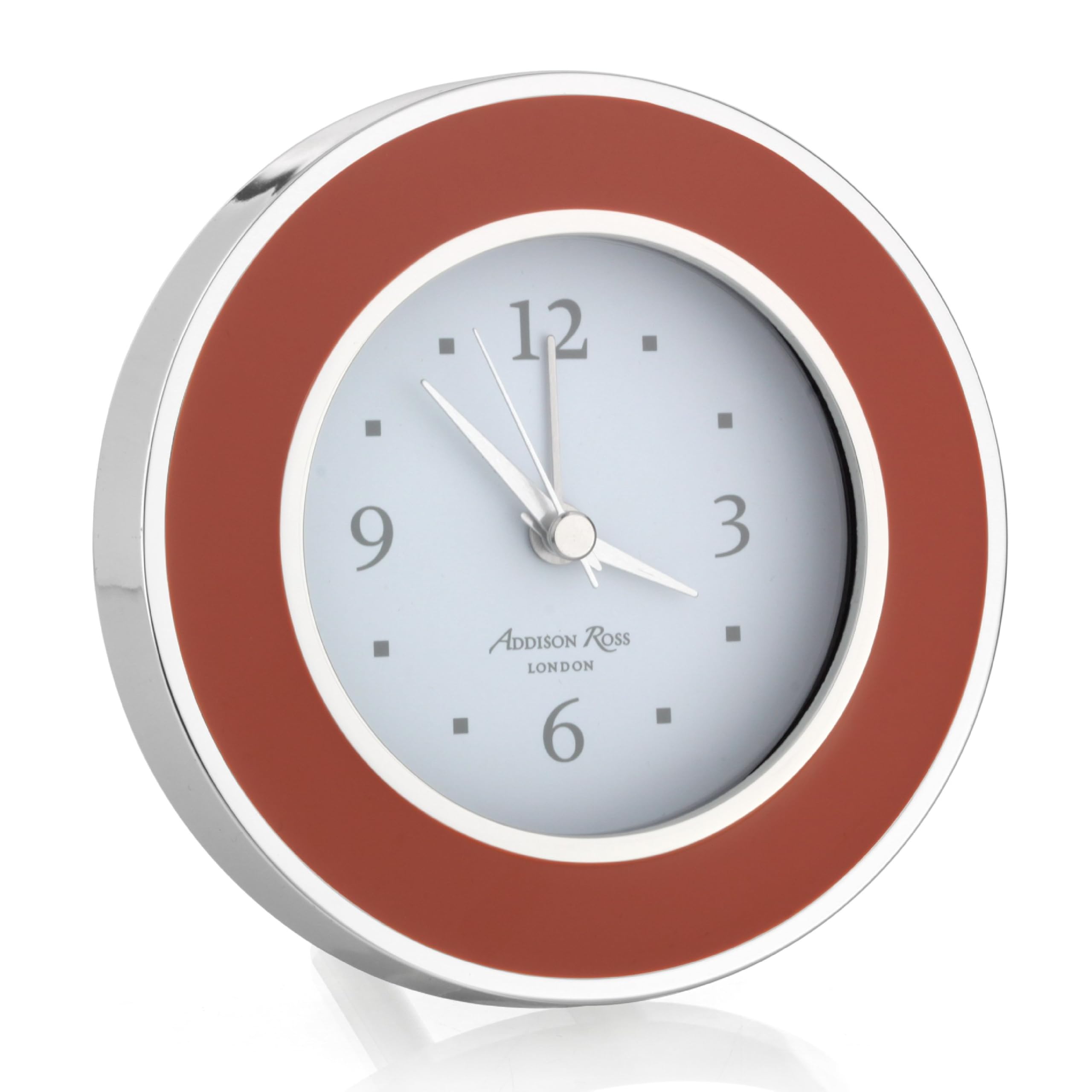 Addison Ross Battery Alarm Clock – Silent Sweep – Compact & Stylish – Alarm Clock Bedside – Velvet-Backed Design/Home & Office Decor – Orange & Silver