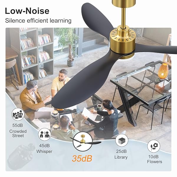 BREEZARY 52″ CEILING FANS WITH LIGHTS AND REMOTE, QUIET DC MOTOR, 3 REVERSIBLE BLADES, MODERN GOLD AND BLACK CEILING FAN WITH 3-COLOR LED LIGHT FANDELIER FOR BEDROOM LIVING ROOM