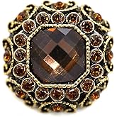 Craftisum 10 pcs Orange Rhinestones Inlaid Retro Round Octagon Metal Shank Sewing Coat Buttons -25mm -1"