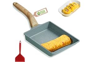 (Tamagoyaki pan) - Japanese Omelette Pan Nonstick Tamagoyaki Egg Pan/Retangle Small Frying Pan/with Silicone Spatula & Brush/