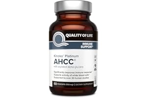 Quality of Life Premium Kinoko Platinum AHCC Herbal Supplement, 750mg per Capsule, for Immune Support, Liver Function, Maintains Natural Killer Cell Activity, Pack of 1, 60 Veggie Capsules