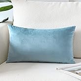 Artscope Luxury Velvet Pillow Covers Super Soft Decorative Square Throw Pillow Covers Case Cushion Covers for Sofa Couch Bedroom Car Decor 12x20 Inch Light Blue
