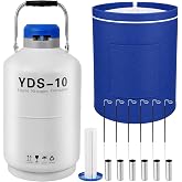 10L Liquid Nitrogen Container,Ln2 Liquid Nitrogen Dewar,Aluminum Alloy Liquid Nitrogen Tank with 6 Canisters,7-Layer Insulation,Extended Storage,Suitable for Farms,Beauty Salons,Research Institutions