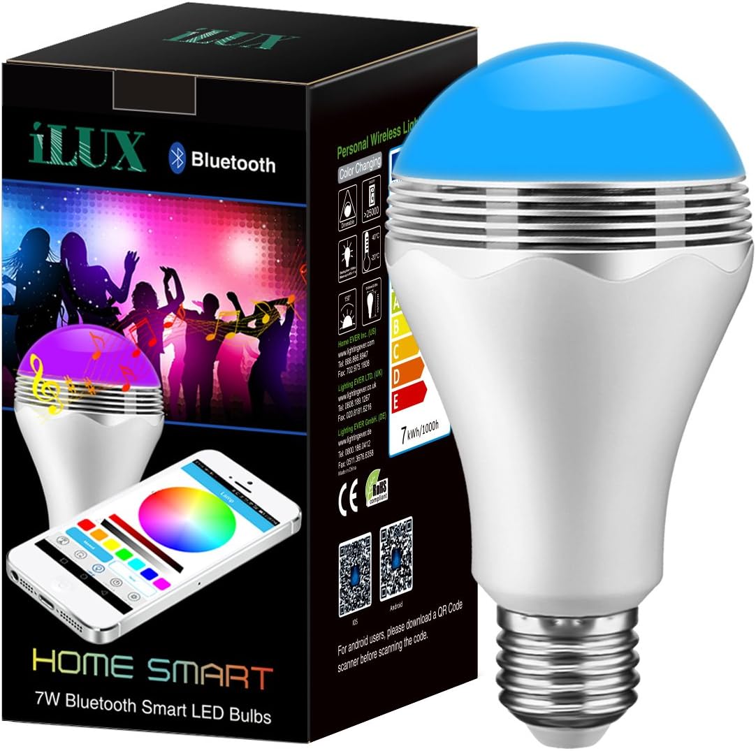 LE Bluetooth Music LED E27 Light Bulb, Dimmable MultiColor Changing Wireless Speaker Lighting