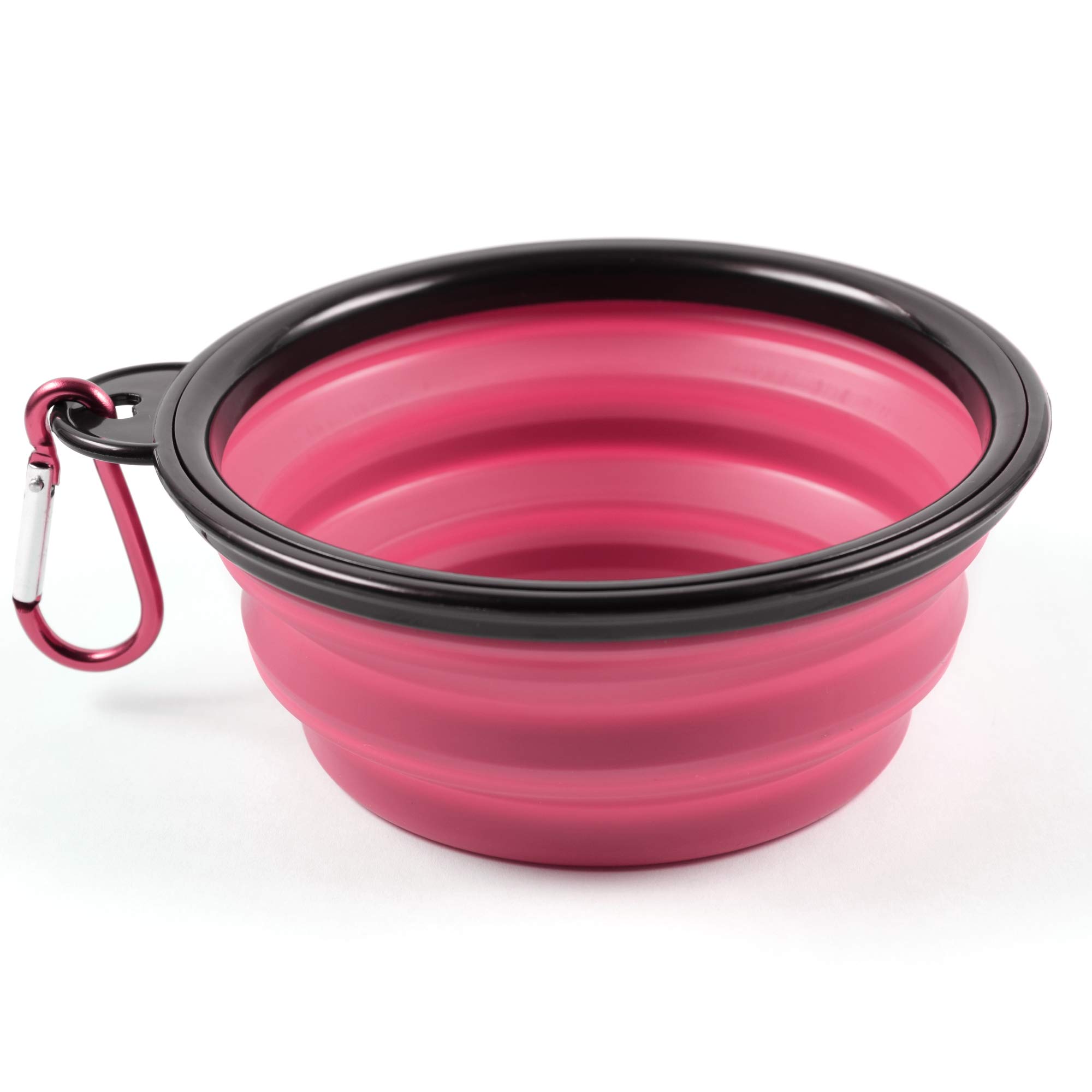 PhoneNatic 60014768 Foldable Silicone Dog Bowl in Pink, Travel Bowl for Dogs and Cats with Carabiner, XL, Pink, 1000 ml