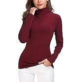 EXCHIC Women's Long Sleeve Turtleneck Sweater Slim Fitted Knitted Pullover Sweater Tops