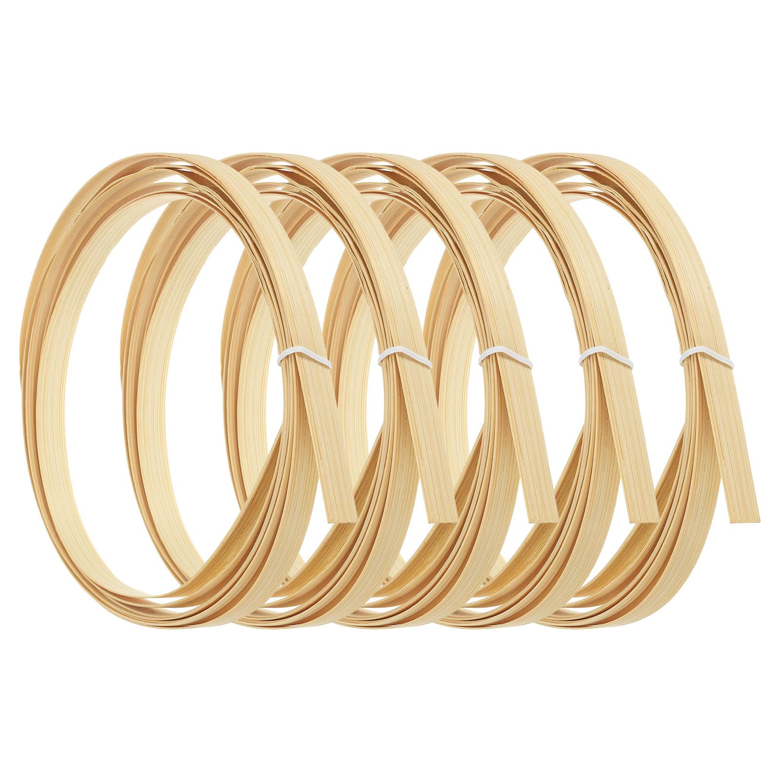 PATIKIL Bamboo Strips for Weaving 7/16" x 10 Ft, 5 Pack Thin Flat Wicker Rattan Cane Reed for Making Basket Webbing DIY Crafts, Natural Color