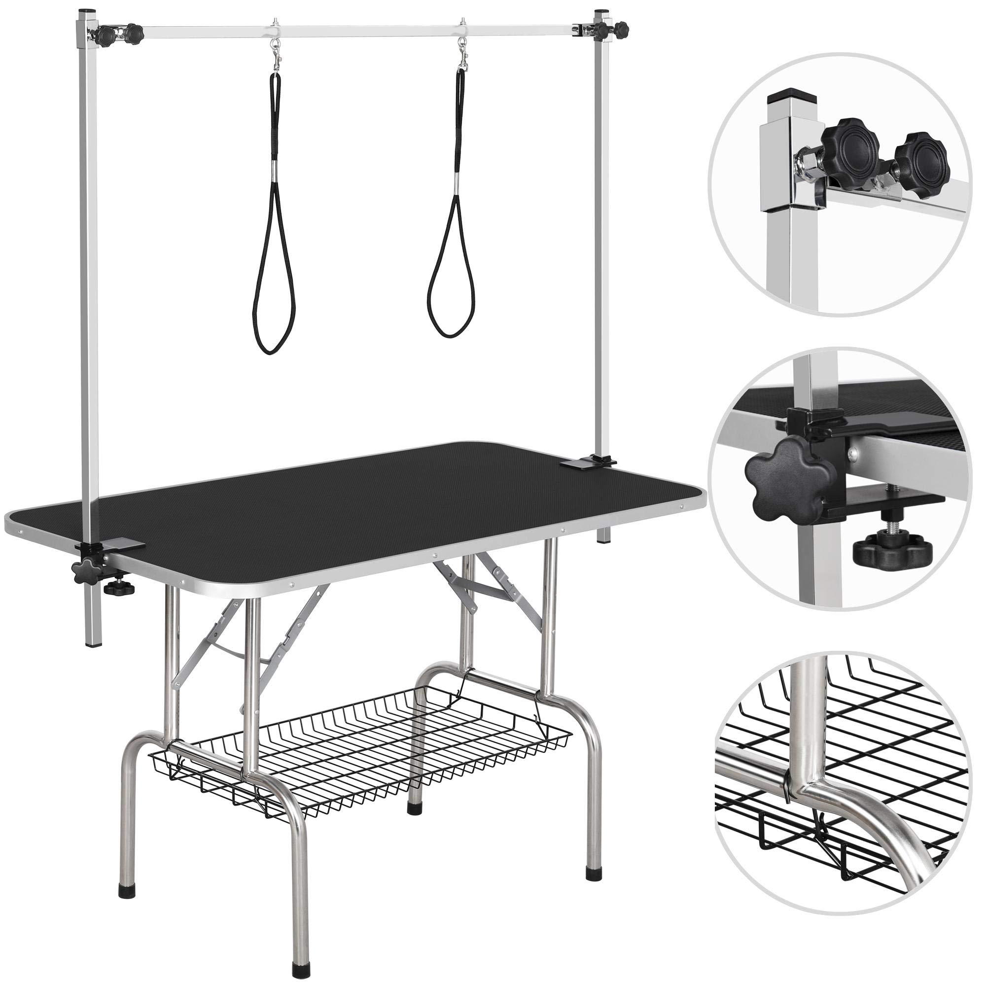 Yaheetech Pet Grooming Table For Large Dogs Adjustable Height Portable Trimming Table Drying Table W Arm Noose Mesh Tray Maximum Capacity Up To 265lb Black 45in X 24in Buy Online In Japan At Desertcartjp