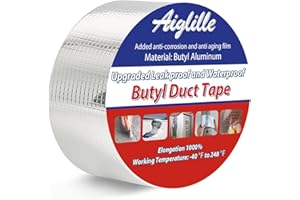 Aiglille Super Waterproof Tape 2" W X 16'L, Leak Butyl Sealant Tape for Outdoor Use, RV Repair, Boat and Pipe Sealing, Roof Crack, Deck, Pool, Silver