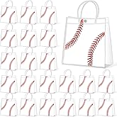 36Pcs Baseball Clear PVC Gift Bags With Handles Bulk Sport Theme Goodie Treat Candy Bags Rugby Team Present Wrap Tote Bag for Boys Birthday Party Favor Baby Shower Decorations Supplies 8 x 8 x 3in