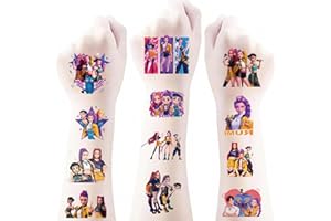 CEFOUST 50 Pcs Kpop Demon Temporary Tattoos Stickers for Kids, Cartoon K pop Hunters Birthday Party Favors Gifts for Girls Home Activity Class Prizes Carnival Christmas Gifts for Grandkids Stocking Stuffers