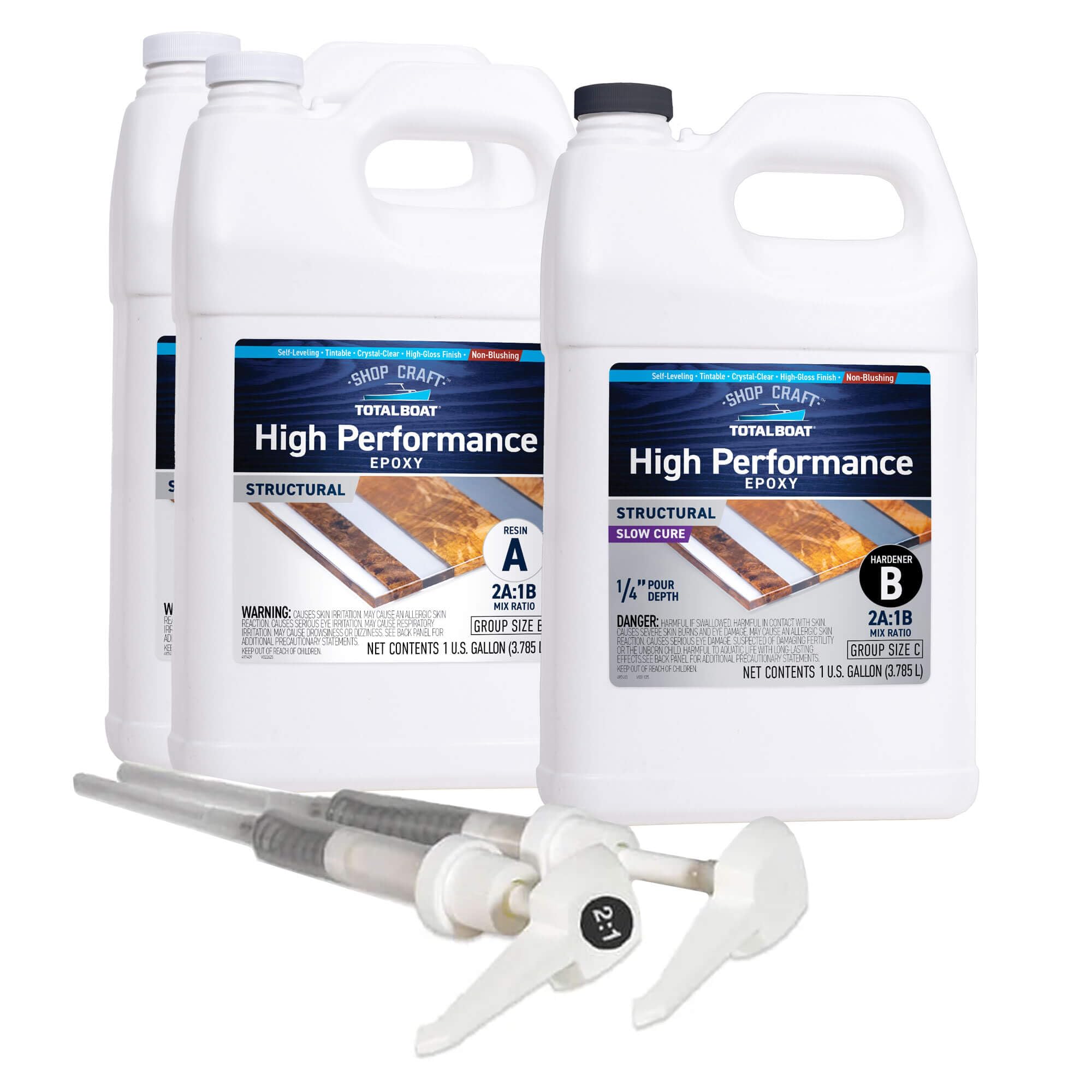 TotalBoat High Performance Epoxy Kit, Crystal Clear Marine Grade Resin and Hardener for Woodworking, Fiberglass and Wood Boat Building and Repair (3 Gallon, Slow) Image