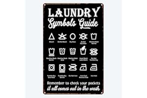 Goutoports Laundry Room Decor - Vintage Symbols Guide Home Decor Of House Washroom Bathroom Laundry Room - Metal Tin Sign Wal