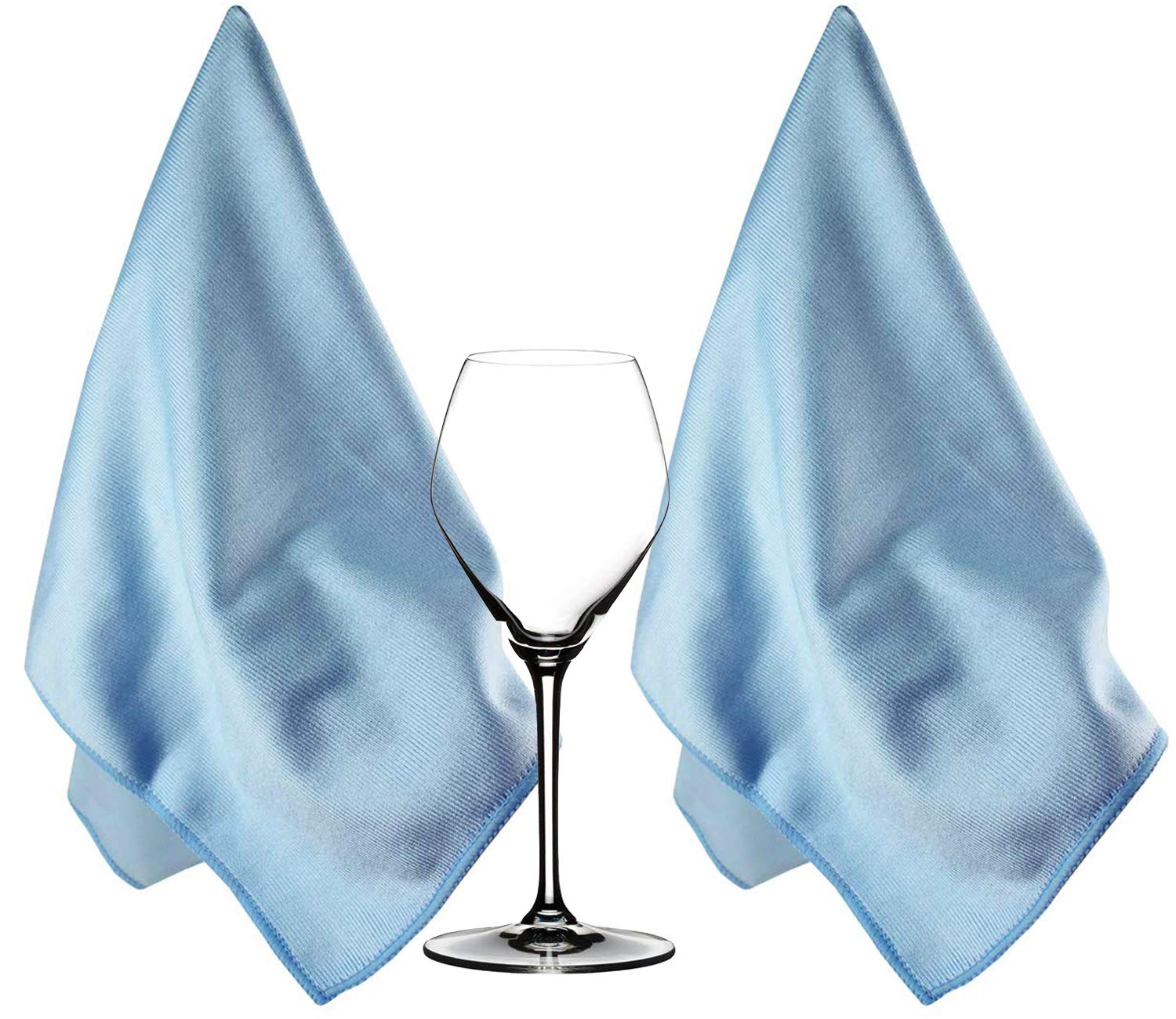 HIDMD Extra Large Microfiber Glass Polishing Cloths Microfiber Glass Cleaning Cloth Streak Free Lint Free Bar Towel 40 X 60cm 2 Pack Blue