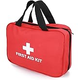 Emergency Kit 230 Piece for Car, Home, Travel, Camping, Office or Sports | Red Bag/Reflective Cross, Fully Stocked with Essen